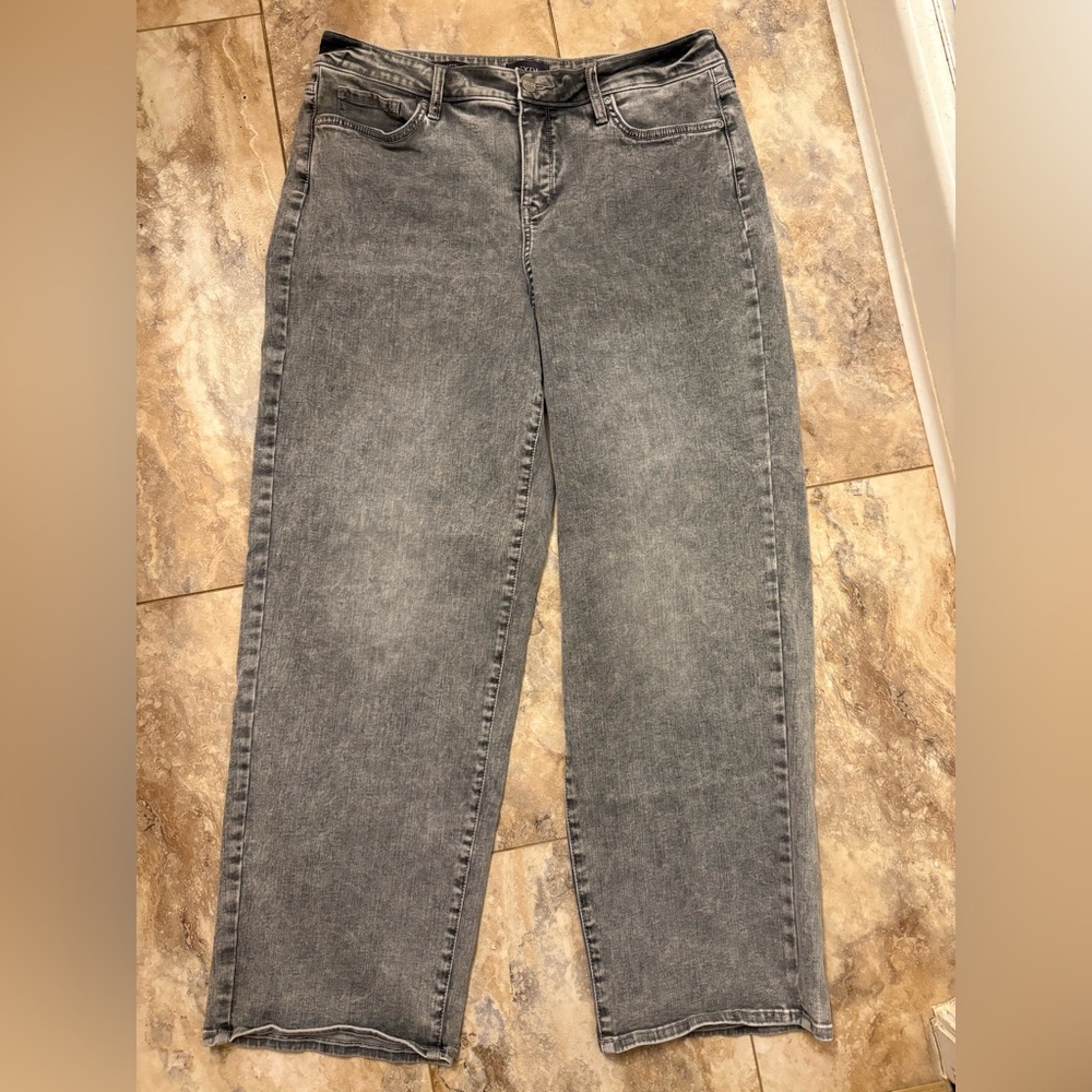 NYDJ Jemma Barrel High Rise Jeans Grey Premium Stretch Denim Women’s Size 10 - Picture 4 of 10